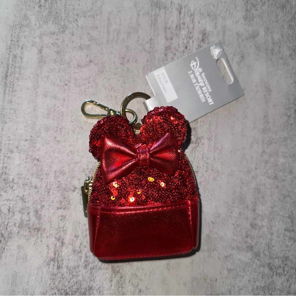 Disney Sequin Mickey Mouse Ear Backpack-Shaped Keychain and Pouch